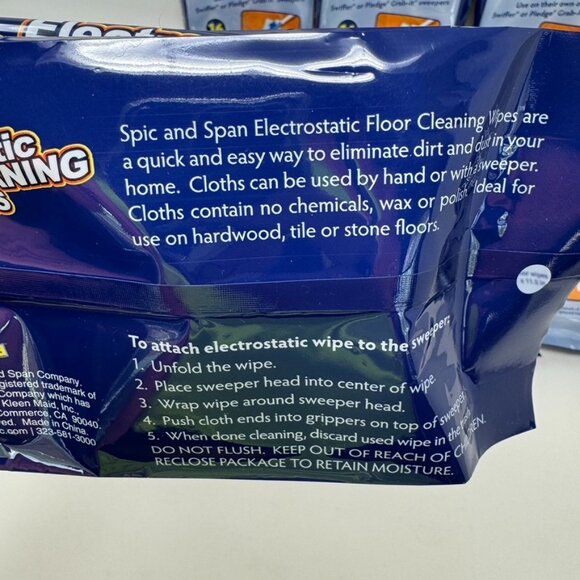 Lot 6 Spic & Span Electrostatic Floor Cleaning Wipes 96 Total Dry Floor Wipes - Picture 4 of 6